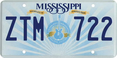 MS license plate ZTM722