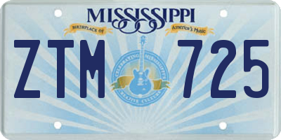 MS license plate ZTM725