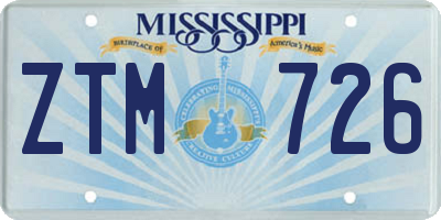 MS license plate ZTM726