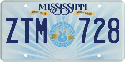 MS license plate ZTM728