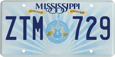 MS license plate ZTM729