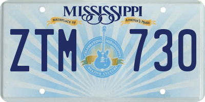 MS license plate ZTM730