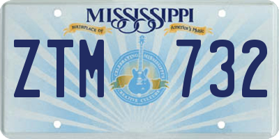 MS license plate ZTM732