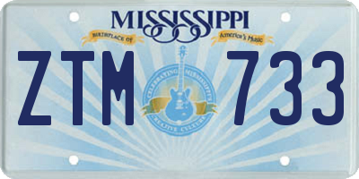 MS license plate ZTM733