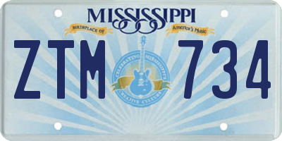 MS license plate ZTM734