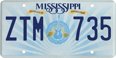MS license plate ZTM735