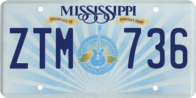 MS license plate ZTM736