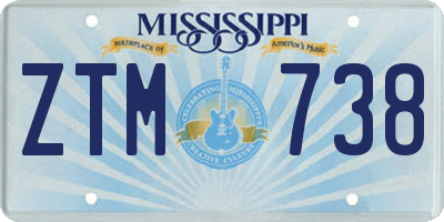 MS license plate ZTM738