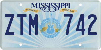 MS license plate ZTM742