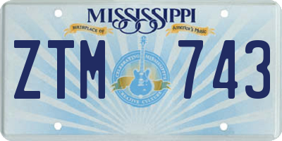 MS license plate ZTM743