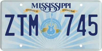 MS license plate ZTM745