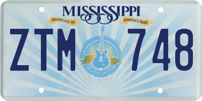 MS license plate ZTM748