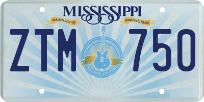 MS license plate ZTM750