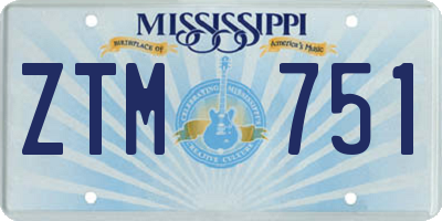 MS license plate ZTM751