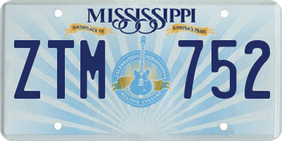 MS license plate ZTM752