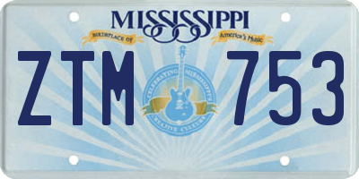 MS license plate ZTM753