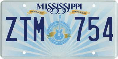 MS license plate ZTM754