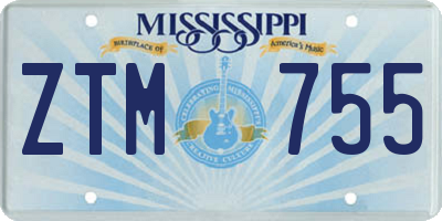 MS license plate ZTM755
