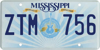 MS license plate ZTM756