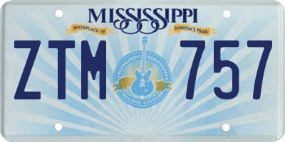 MS license plate ZTM757