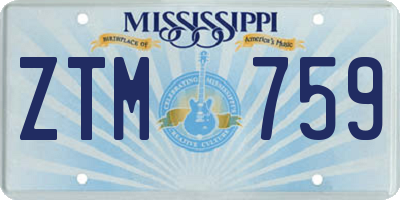 MS license plate ZTM759