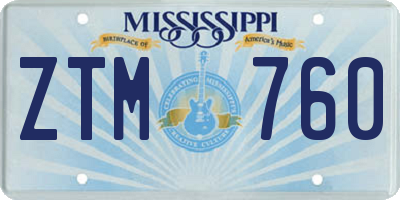 MS license plate ZTM760