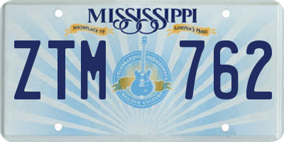 MS license plate ZTM762