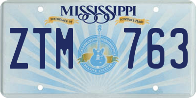 MS license plate ZTM763
