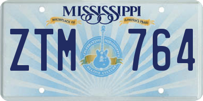MS license plate ZTM764