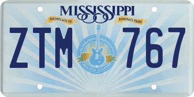 MS license plate ZTM767