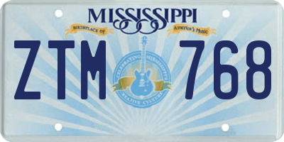 MS license plate ZTM768