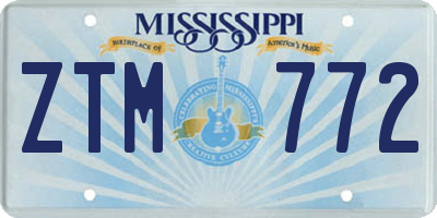 MS license plate ZTM772