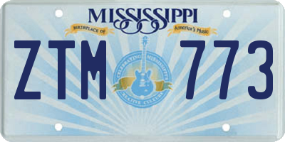 MS license plate ZTM773