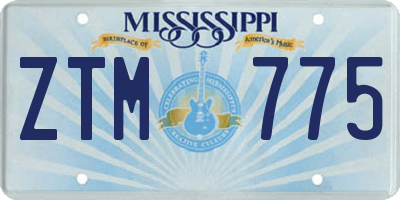 MS license plate ZTM775