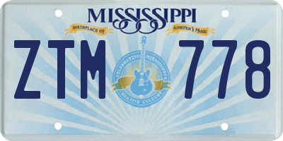 MS license plate ZTM778