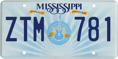 MS license plate ZTM781