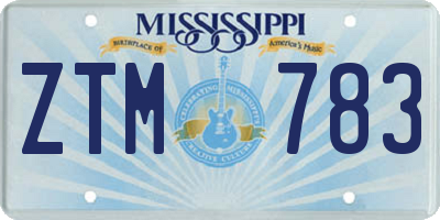 MS license plate ZTM783