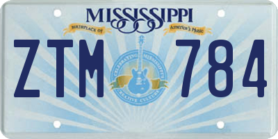 MS license plate ZTM784