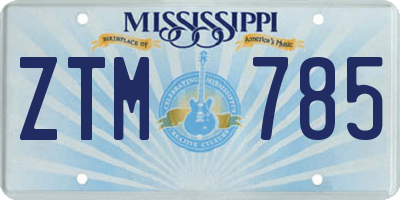 MS license plate ZTM785