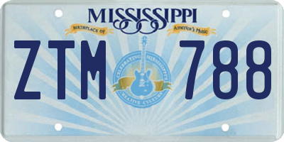 MS license plate ZTM788
