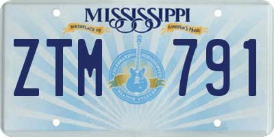 MS license plate ZTM791