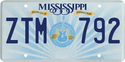 MS license plate ZTM792