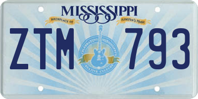 MS license plate ZTM793