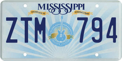 MS license plate ZTM794