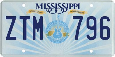 MS license plate ZTM796