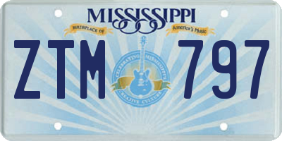 MS license plate ZTM797