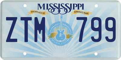 MS license plate ZTM799