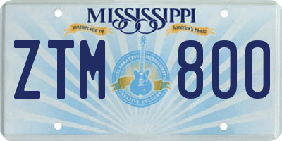 MS license plate ZTM800