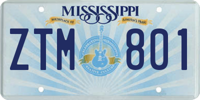 MS license plate ZTM801