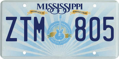MS license plate ZTM805